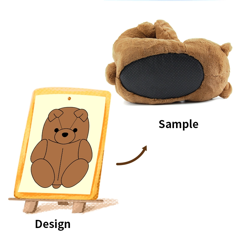 Stuffed Cute Teddy Bear Soft Plush Toys Aniaml Shaped House Indoor Custom Slippers